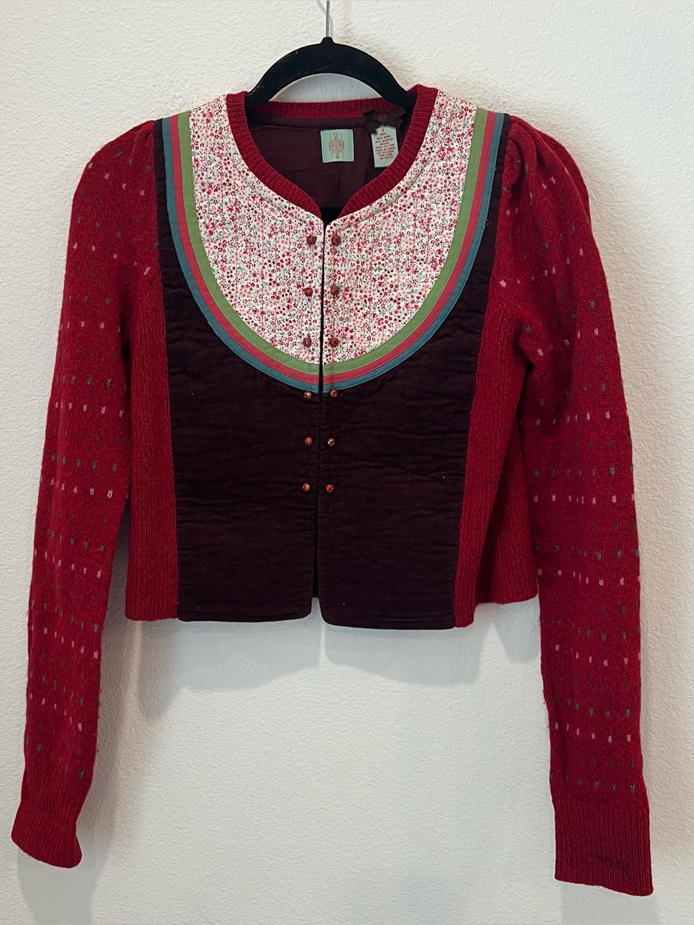 Anthropologie Autumn Deepens Cardigan small Wool blend Alpine Tyrolean Rustic - Picture 1 of 5